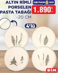 PORLAND ALTIN RİMLİ PORSELEN PASTA TABAĞI 20 CM fiyat ve kampanya bilgisi